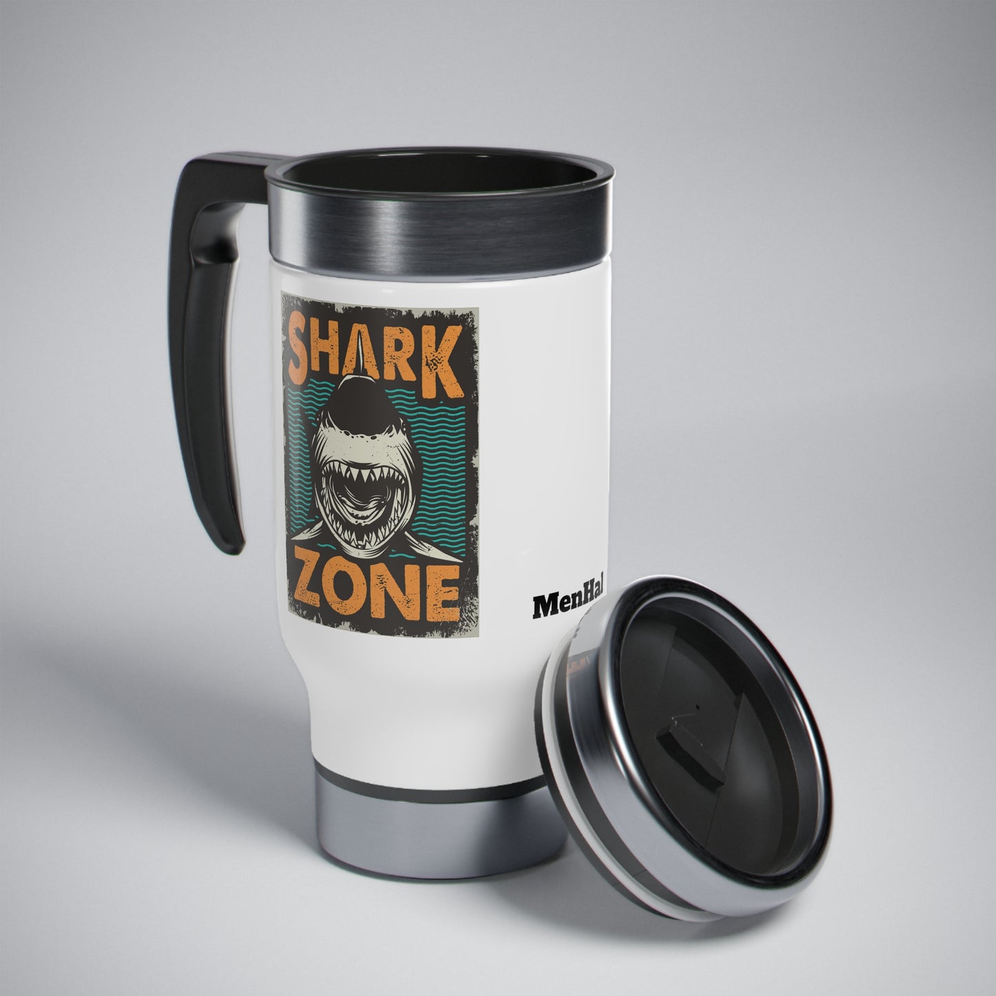 Shark zone - Stainless Steel Travel Mug with Handle, 14oz