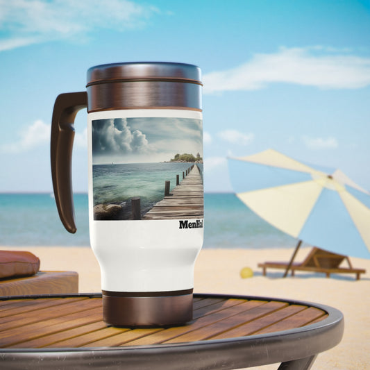Maldives- Stainless Steel Travel Mug with Handle, 14oz