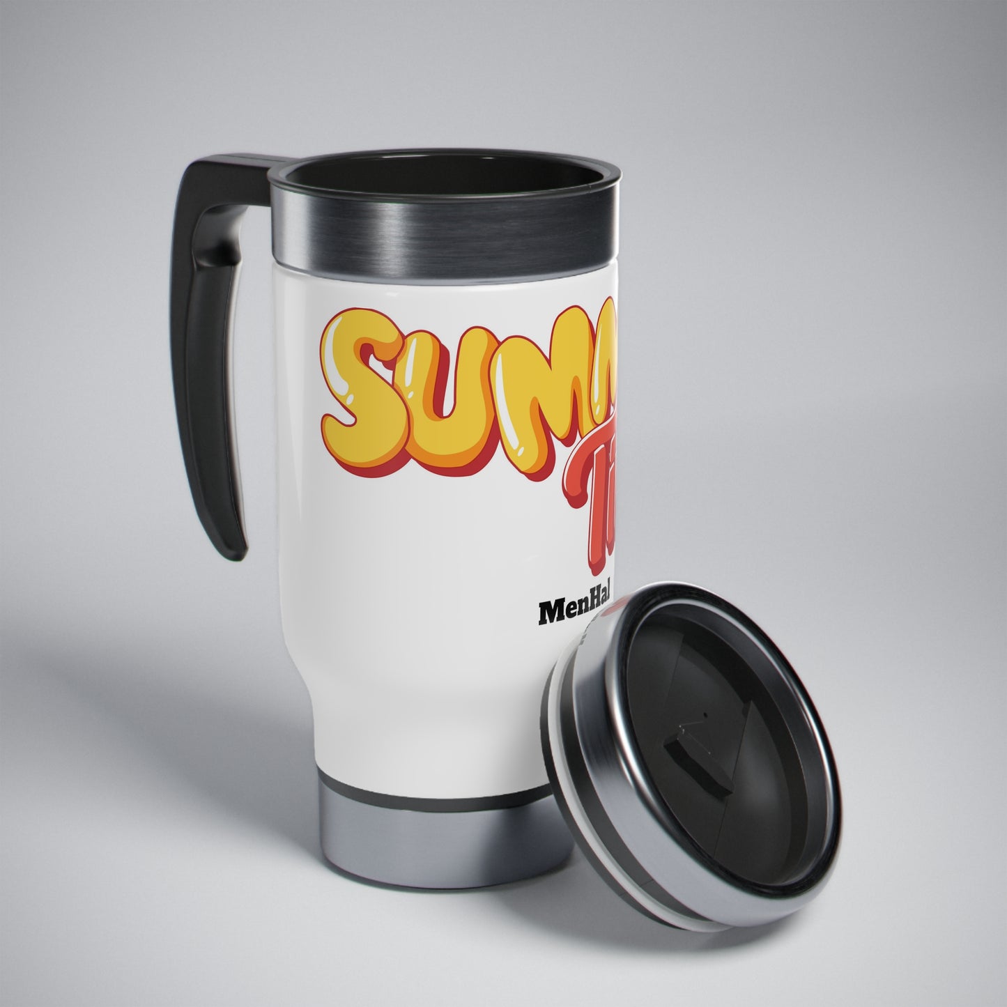 Summer time - Stainless Steel Travel Mug with Handle, 14oz