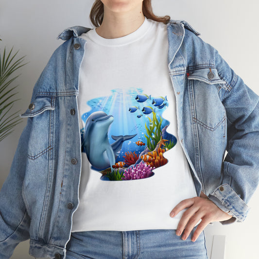 Underwater happy Dolphin - Unisex Heavy Cotton Tee