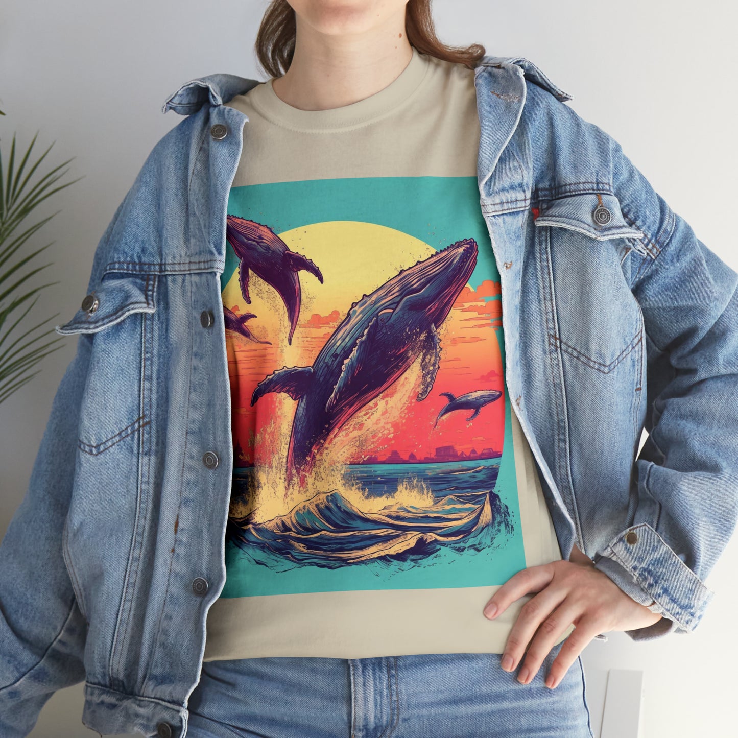 Whale at sunset - Unisex Heavy Cotton Tee