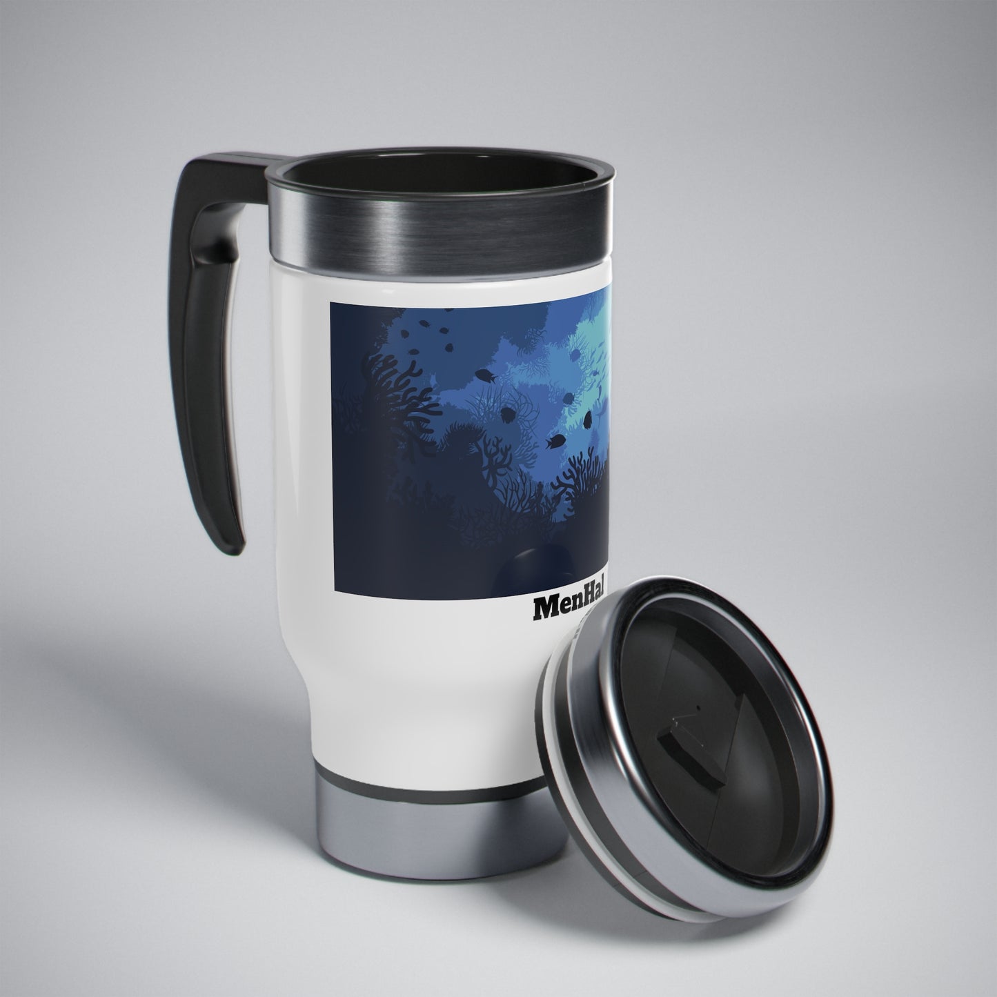 Underwater life - Stainless Steel Travel Mug with Handle, 14oz