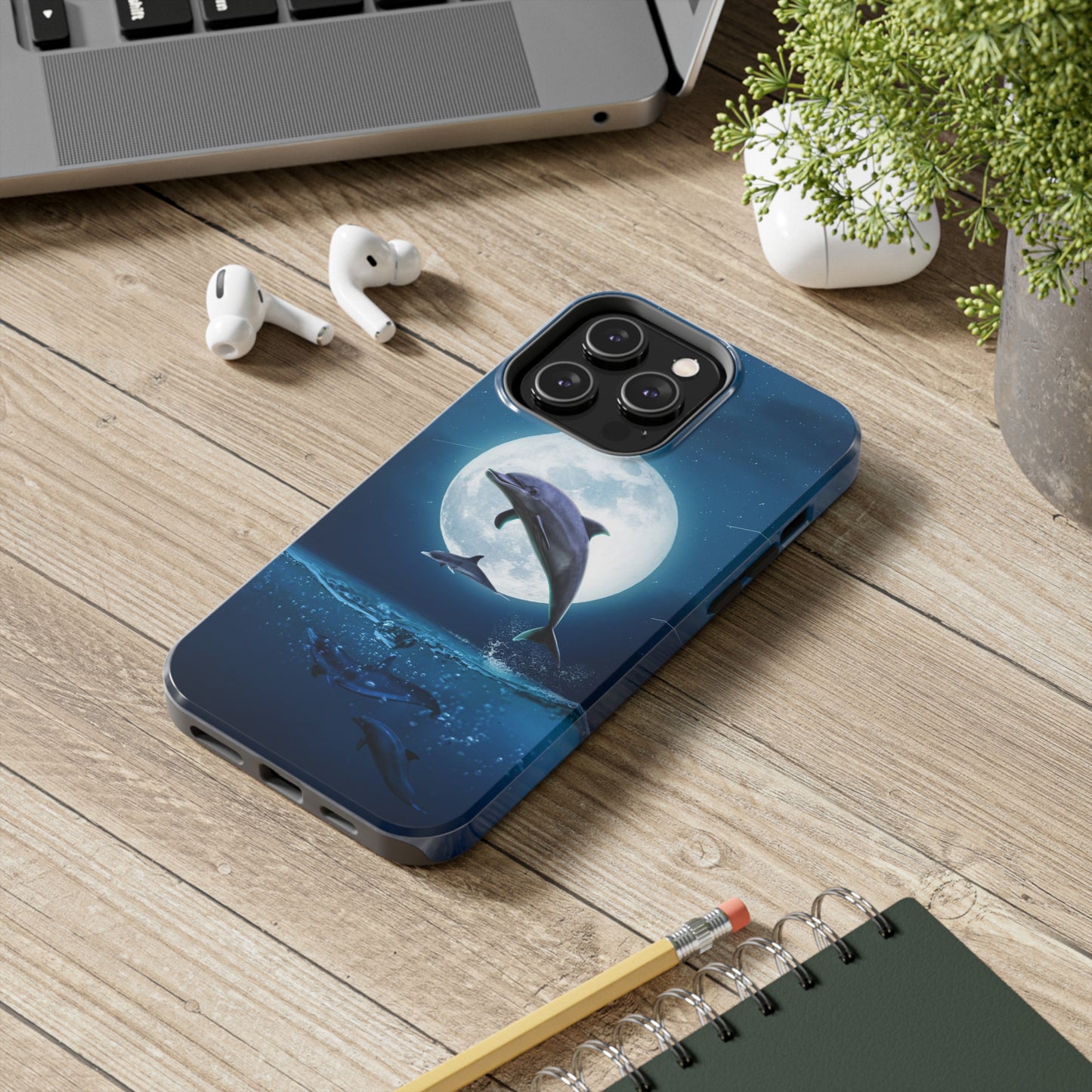 Dolphin over the moon  - Tough Phone Cases