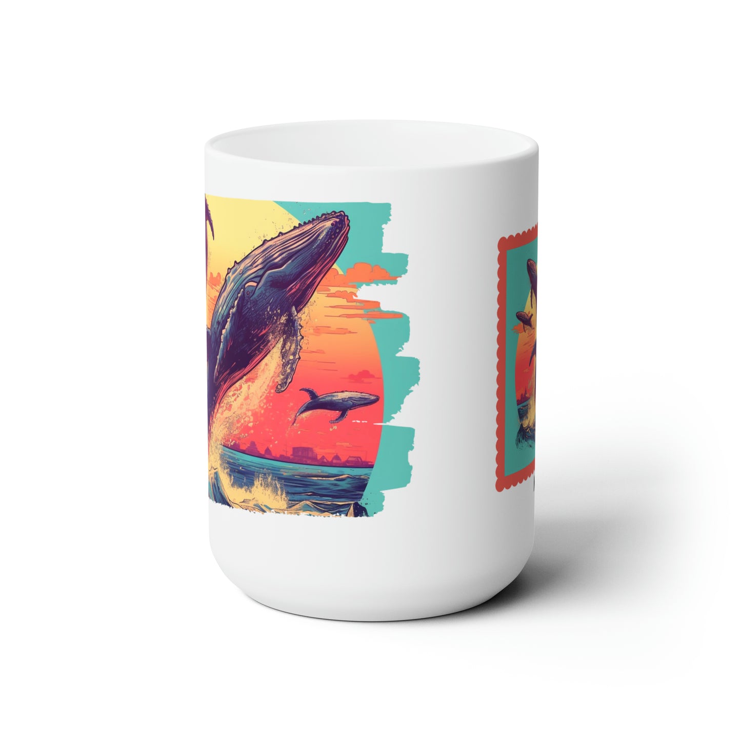 Whale at sunset - Ceramic Mug 15oz
