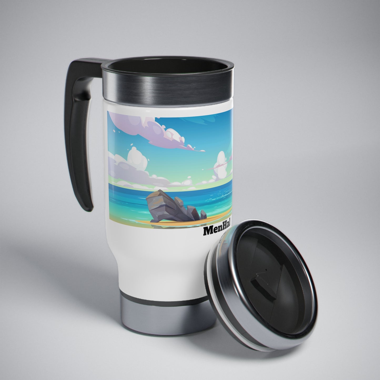 Beach - Stainless Steel Travel Mug with Handle, 14oz