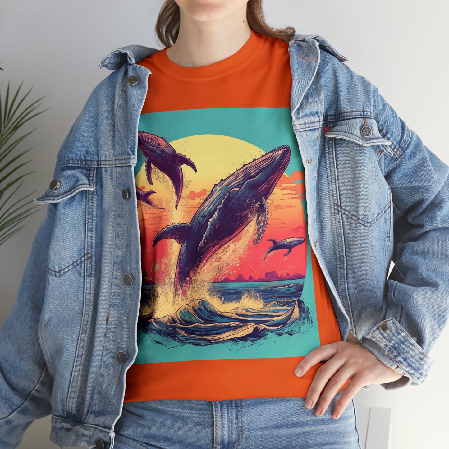Whale at sunset - Unisex Heavy Cotton Tee