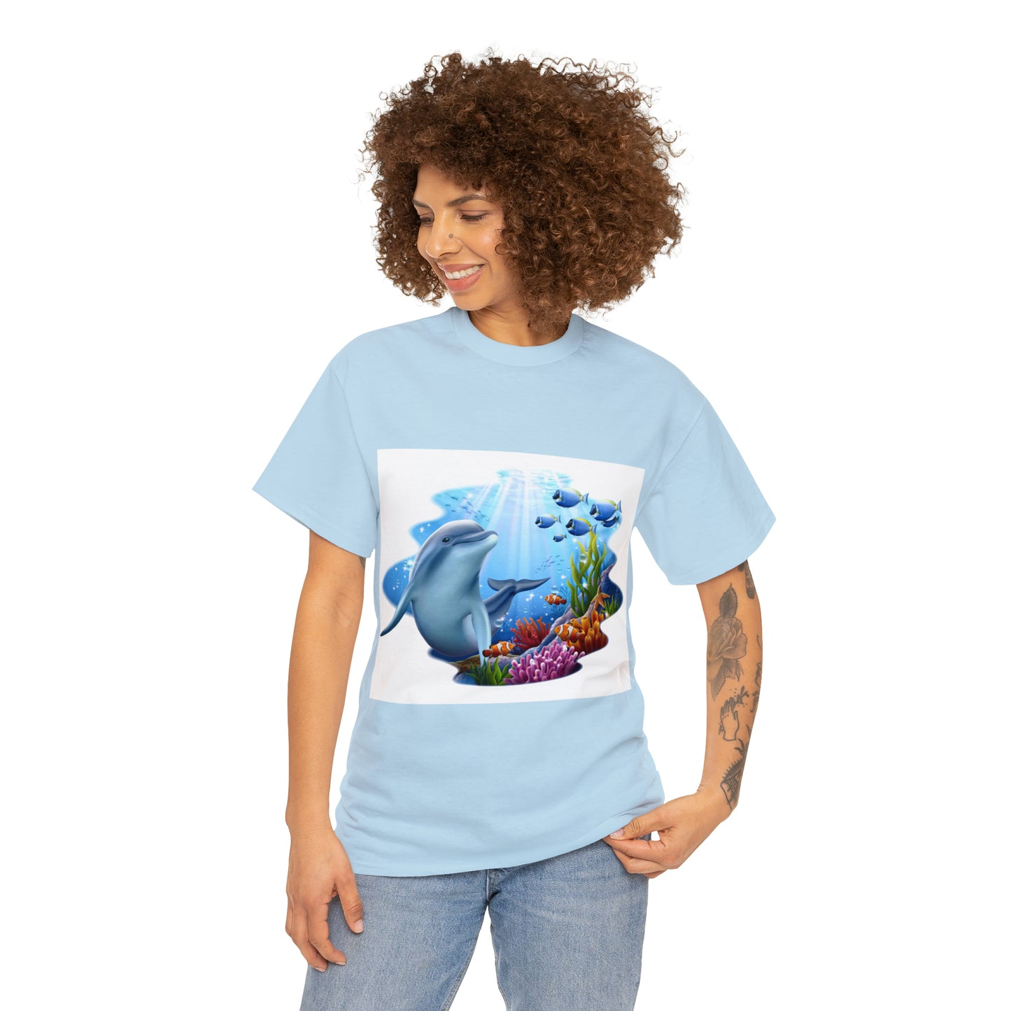 Underwater happy Dolphin - Unisex Heavy Cotton Tee
