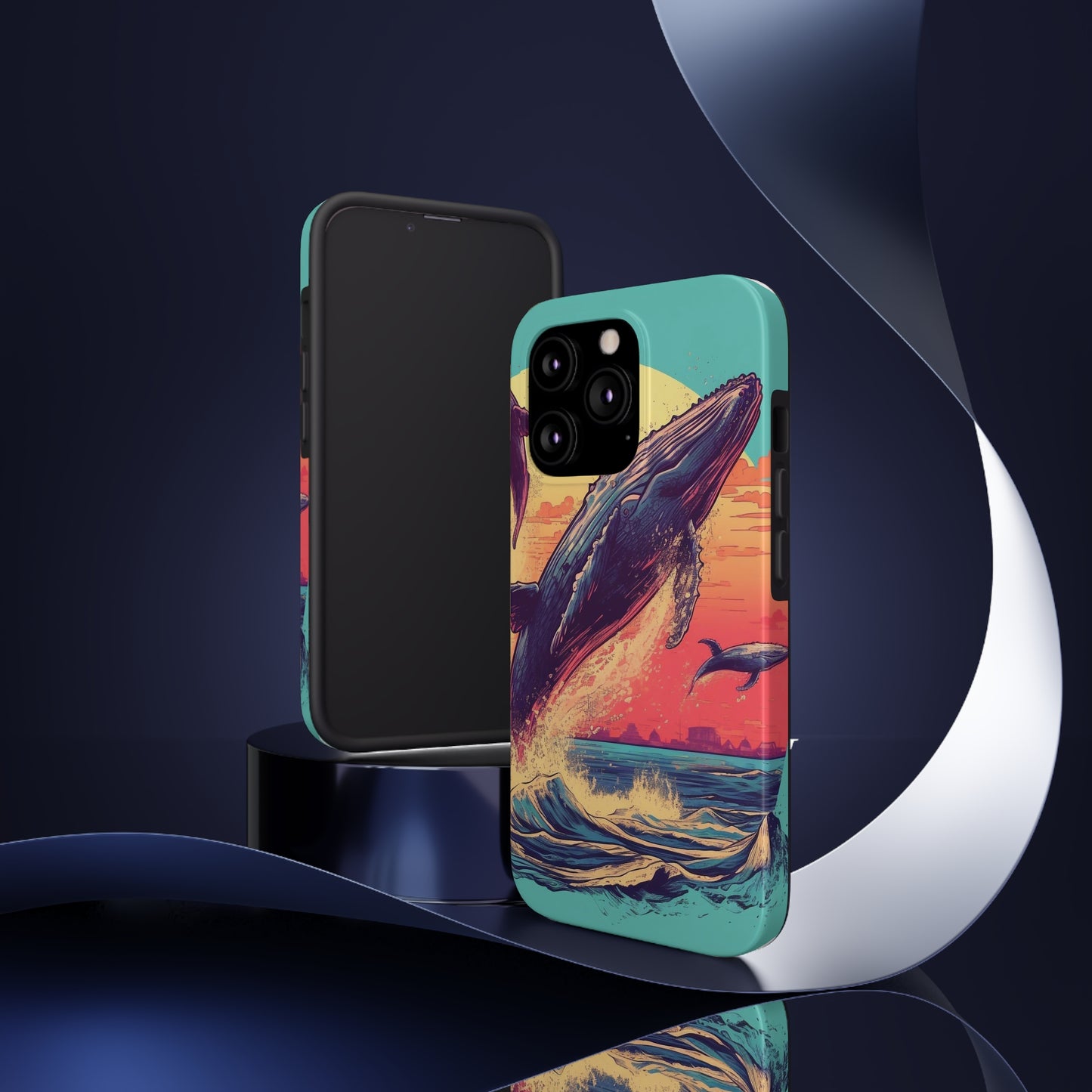 Whale at sunset - Tough Phone Cases