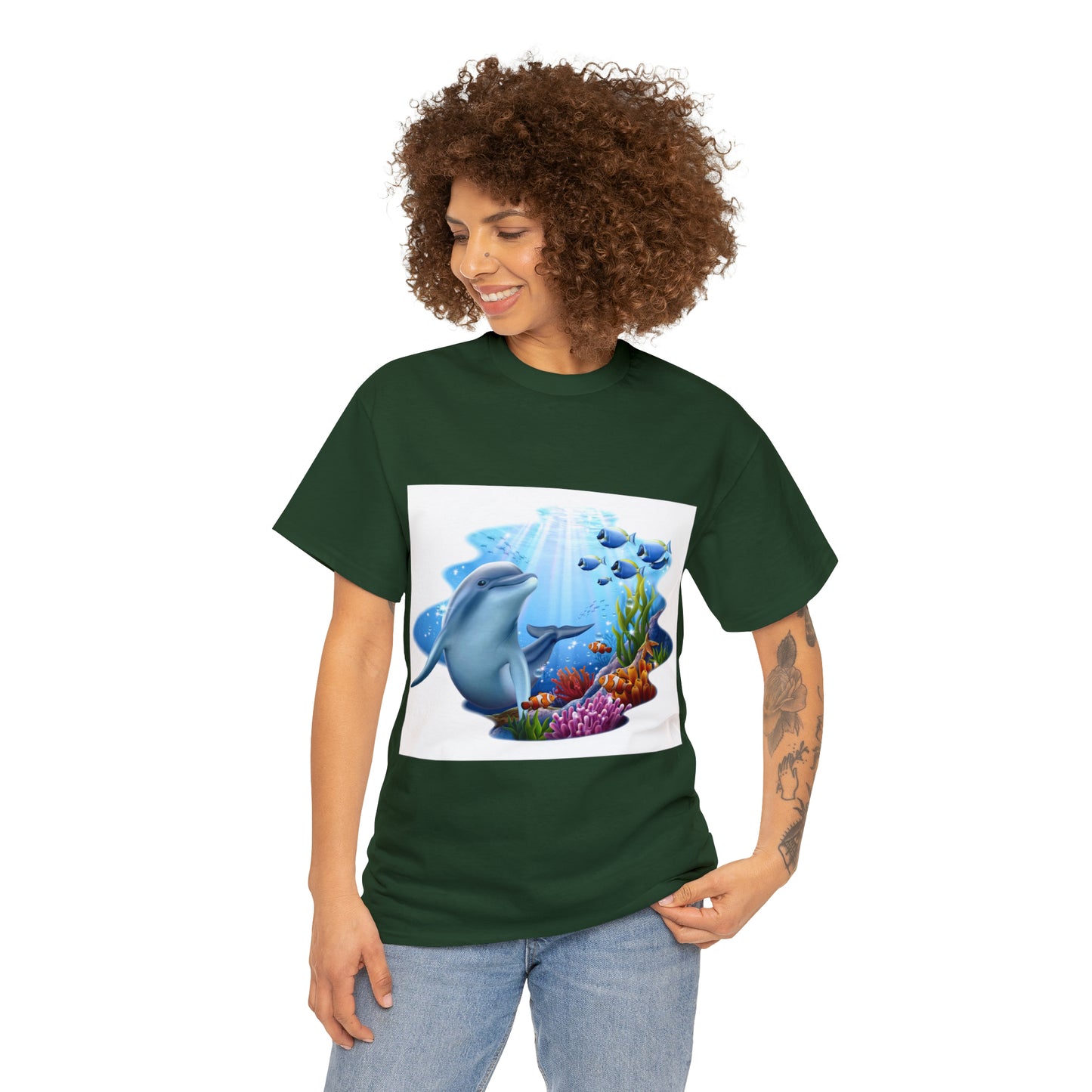 Underwater happy Dolphin - Unisex Heavy Cotton Tee