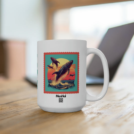 Whale at sunset - Ceramic Mug 15oz